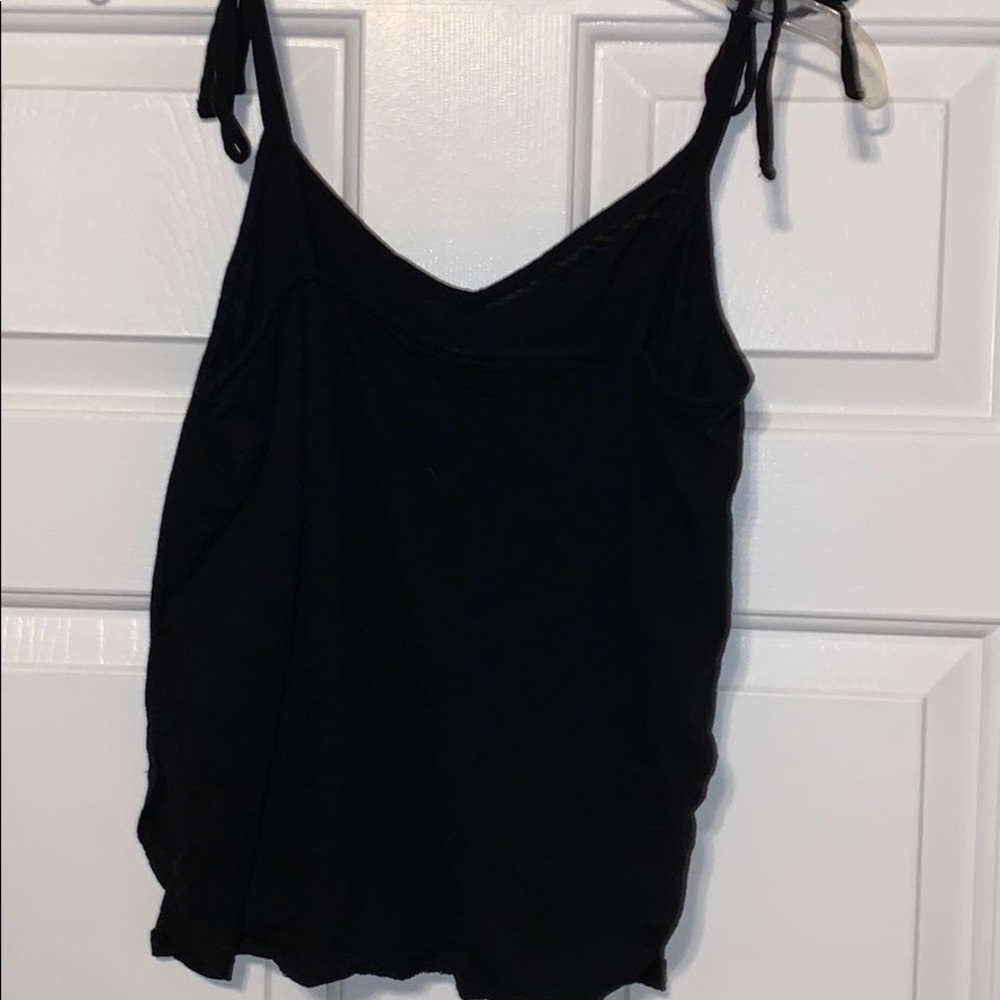 Basic H&M black tank w/ ties on shoulders XS - Picture 4 of 11